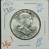 1950 Franklin Silver Half Dollar Gem BU