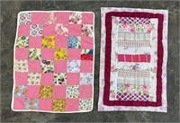 pair of VTG Handmade Doll quilts 14x19