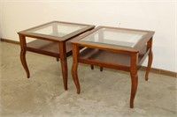 Pair of glass top end tables
