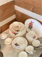 Set of Rose Decorated Dinnerware