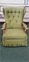 Vintage wood frame reclining rocker chair