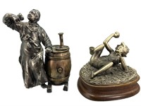 Pewter Figures, 1 Antique Monk, 1 RK Davis Figure