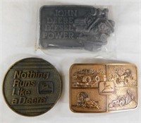 3 John Deere metal belt buckles