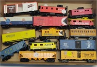 Tray of Model Train Cars & Parts