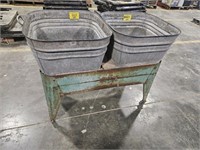 DOUBLE WASH TUBS ON ROLLING STAND