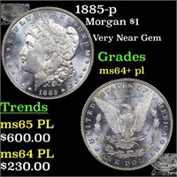 1885-p Morgan Dollar $1 Grades Choice Unc+ PL