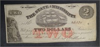 1864 STATE OF MISSISSIPPI $2.00 NOTE, CU++
