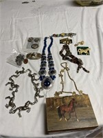 Collection of western jewelry and trinket box