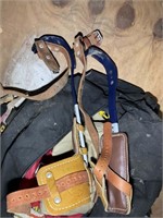 Duffel bag with climbing spikes and snorkelin gear