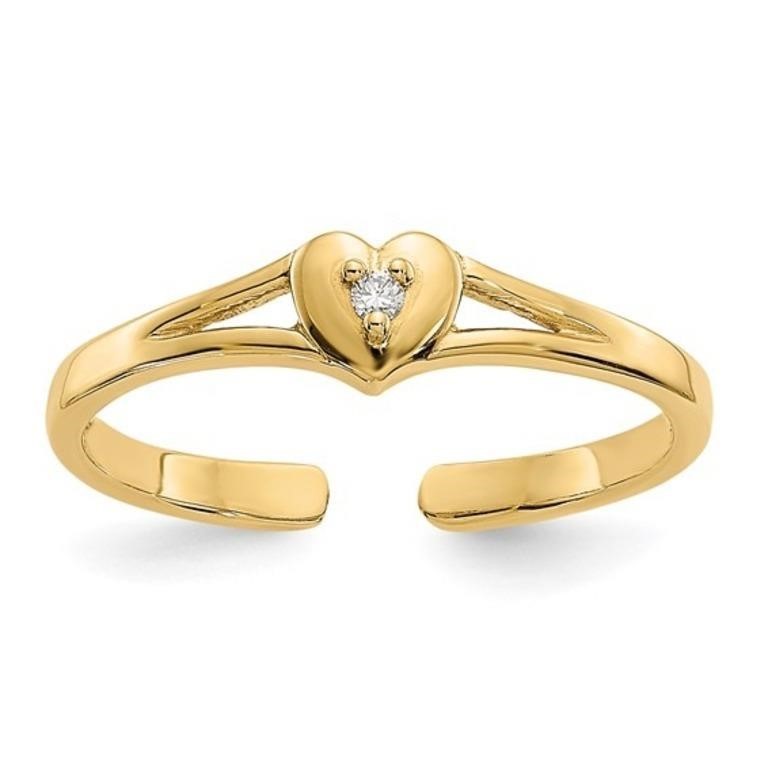 14k Diamond Heart Toe Ring