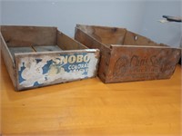 2 wood crates both have names