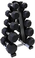 Rubber Hex Dumbbell Sets with Weights Rack