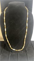 Long unmarked sterling necklace with two tone