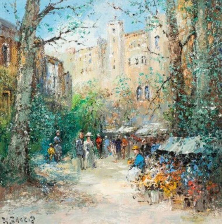 Impressionist Market Scene by Willi Bauer.