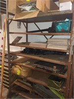 Shelf of Misc. Car Parts and 2 Shelf Units