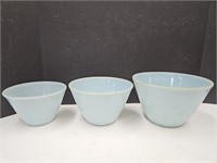 Vintage Nesting FIRE KING Blue Bowls 6.5 to 8 1/2