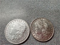 X2 1885 and 1898 Morgan silver dollars coin