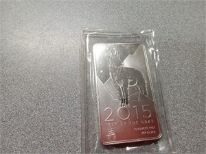 10oz, .999 silver year of the goat bar.