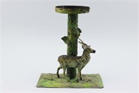 Large Painted Tin Reindeer Candle Stand