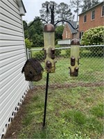 Bird Feeders and Bird House on "J" Pole