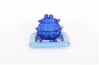W.E. Rhyne Cobalt Footed Candy Dish, Heager Plate