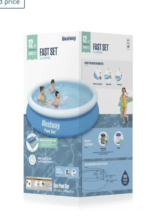 New Bestway Fast Set Inflatable Pool 12 ft x 30 in
