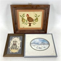 Tray- 3 Small Framed Paintings