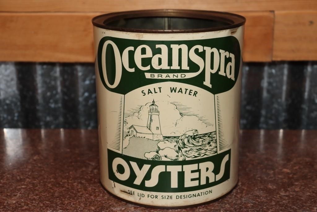 Oceanspra Brand salt water oysters gallon can