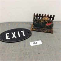 Cast iron Exit sign & cast iron napkin holder