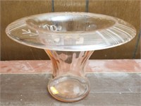 Pink Depression Etched Footed Bowl