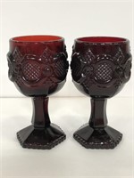 Two 1976 Avon Presidents Celebration ruby goblets