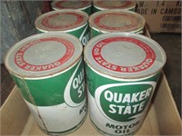 six vintage cans Quaker State oil