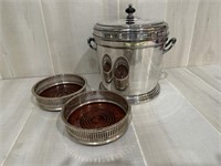 Friedman Silver Co. Ice Bucket and Wine Coasters
