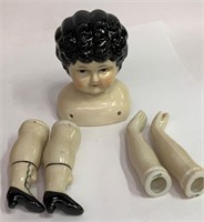 Japanese China Head Doll, Arms & Legs