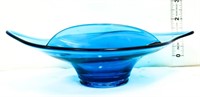 Vintage Viking aqua divided glass bowl