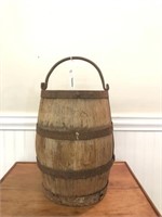 Small Wooden Keg with Hand Forged Iron Bale Handle