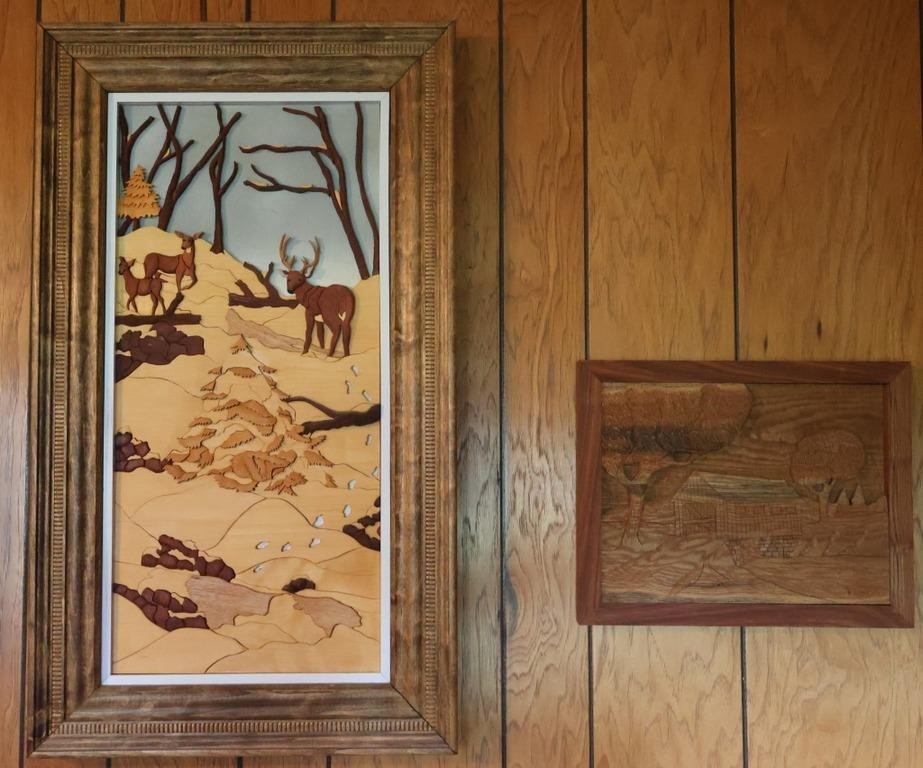 2pc Wood Art Pieces- 1 Signed