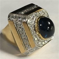 18k Gold, Diamond And Cabochon Ring