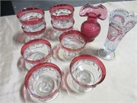 Grouping of cranberry glass