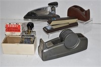 Vtg Scotch Tape Dispenser, Comet Stamp, Stapler