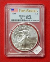 2018 American Eagle PCGS MS70 1 Ounce Silver