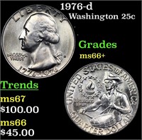 1976-d Washington Quarter 25c Grades GEM++ Unc