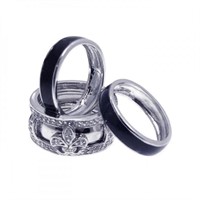 Sterling Silver Fleur De Lis Ring Set