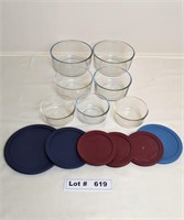 ASSORTED PYREX BOWL AND LIDS