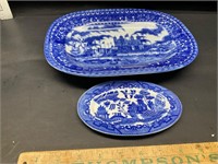 Flow Blue and Blue Willow Dishes