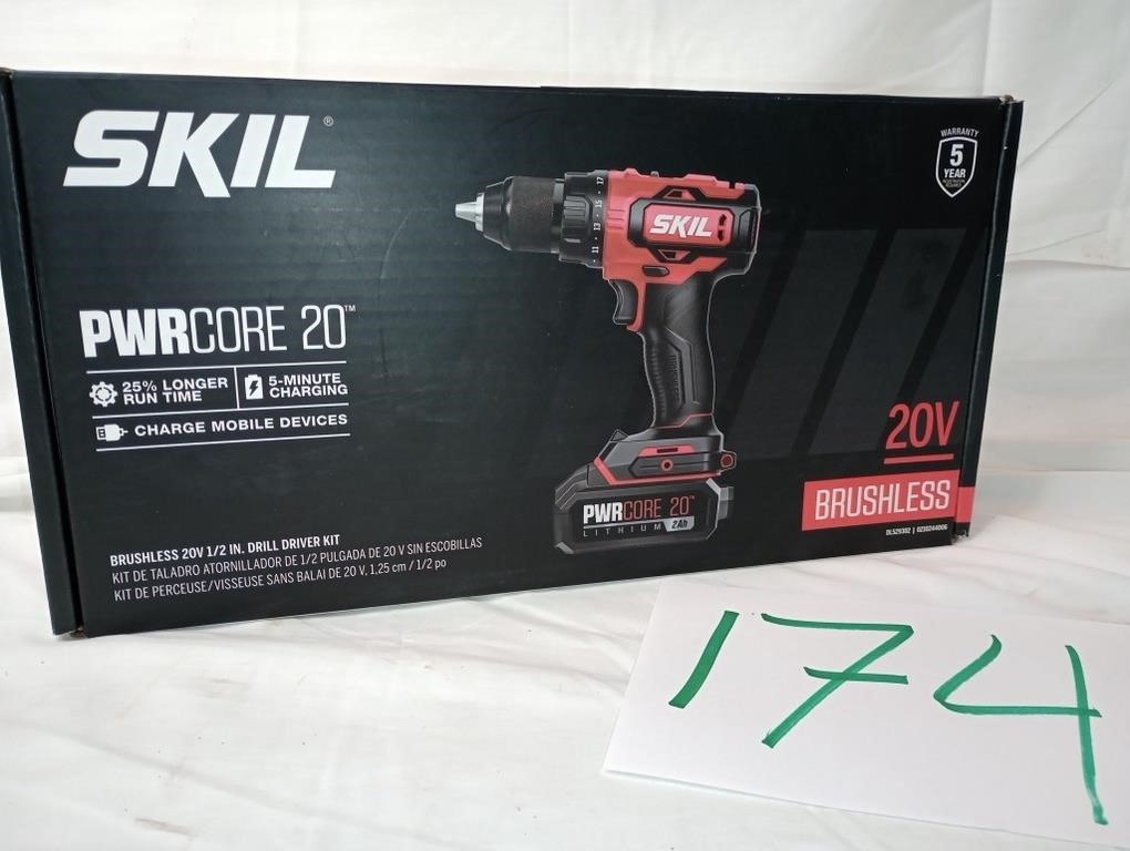 NIB SKIL PWR CORE 20 BRUSHLESS 20V DRILL