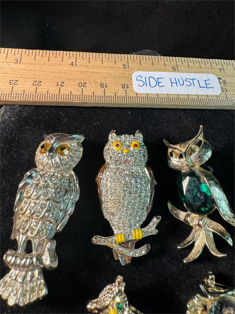 5 OWL BROOCHES