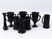 Misc Group of Black Glass Loving Cups & Tankards