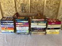Assorted Paperbacks Novels in Basket Large Handles