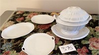 Soup tureen with missing handle, three serving